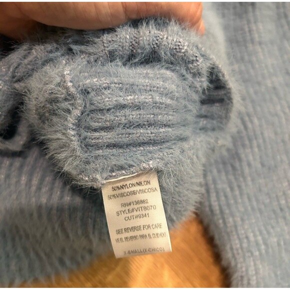 Windsor Cropped Tie Front Mock Neck Sweater Women’s Sm Powder Blue Pastel Cozy - Picture 8 of 16